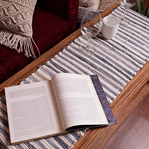Homemonde Boho Table Runner 72 Inched Long Eco Friendly Denim Chindi Runners For Table - Blue #TOP3