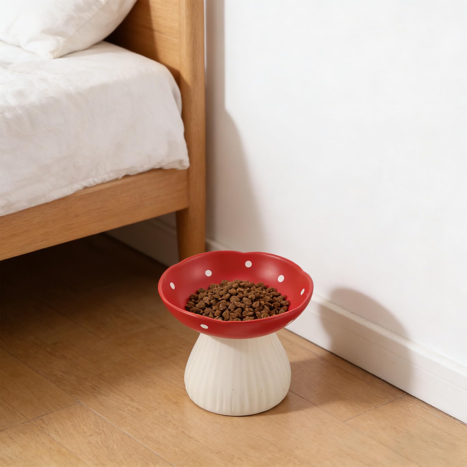 Gatuida Ciotola Rialzata in Ceramica per Gatti e Cani Supporto Antiscivolo, Piatto Profondo Anti-vomito, Design Ergonomico per Alimentazione Interna e Protezione Vertebrale