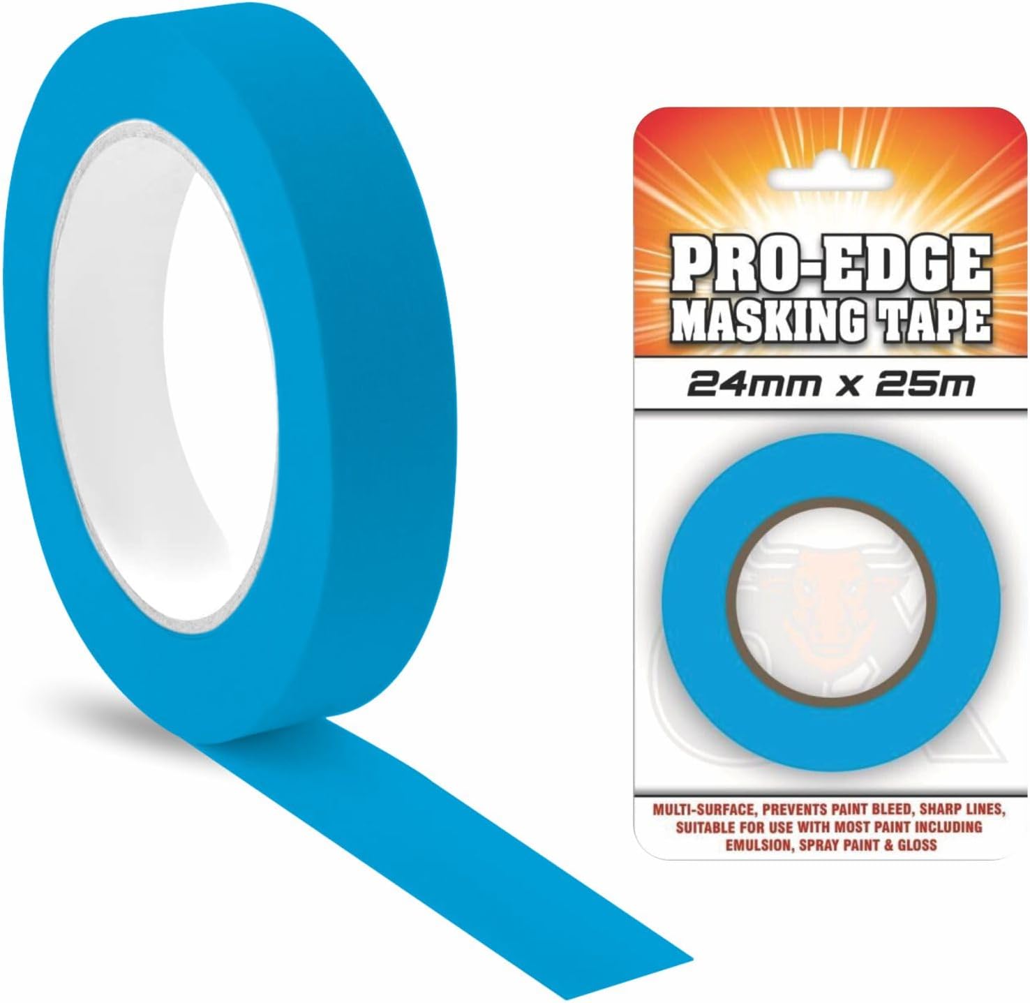 Multi Surface Premium Masking Tape For DIY Renovation Work And Paint spray gloss Indoor Or Outdoor Sticks Well UV Resistant Decorating Tape Measures (1, Blue, 24mm X 25m)