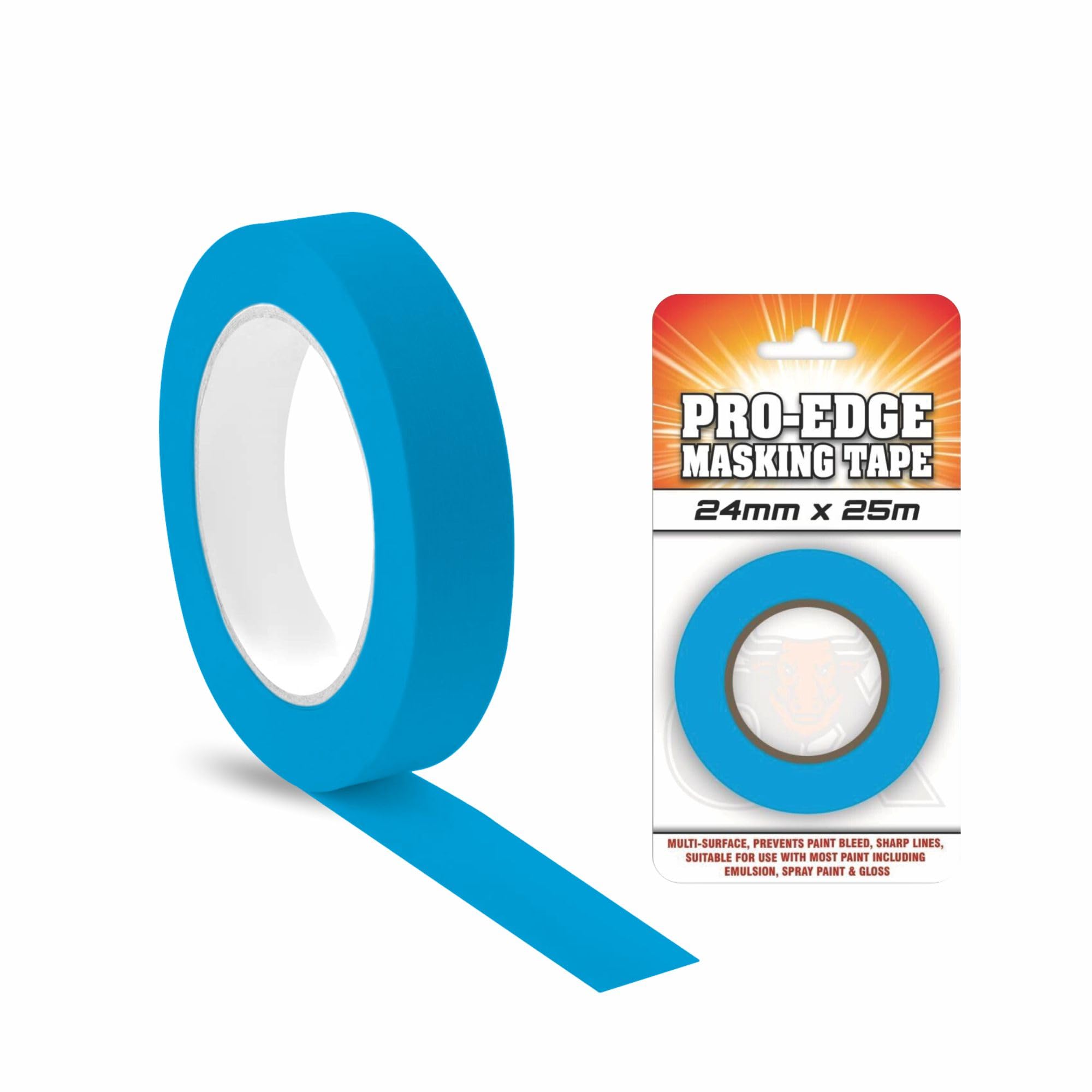 Multi Surface Premium Masking Tape For DIY Renovation Work And Paint spray gloss Indoor Or Outdoor Sticks Well UV Resistant Decorating Tape Measures (1, Blue, 24mm X 25m)