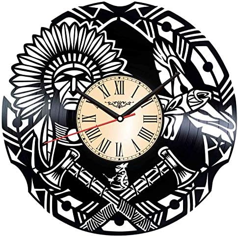 TopVinylShop Native Americans Vinyl Wall Clock - Home Decor Him Her Birthday Christmas Anniversary - Themed Clock for Home Decor - Kids Living Room Kitchen Wall Art - 12 Inches