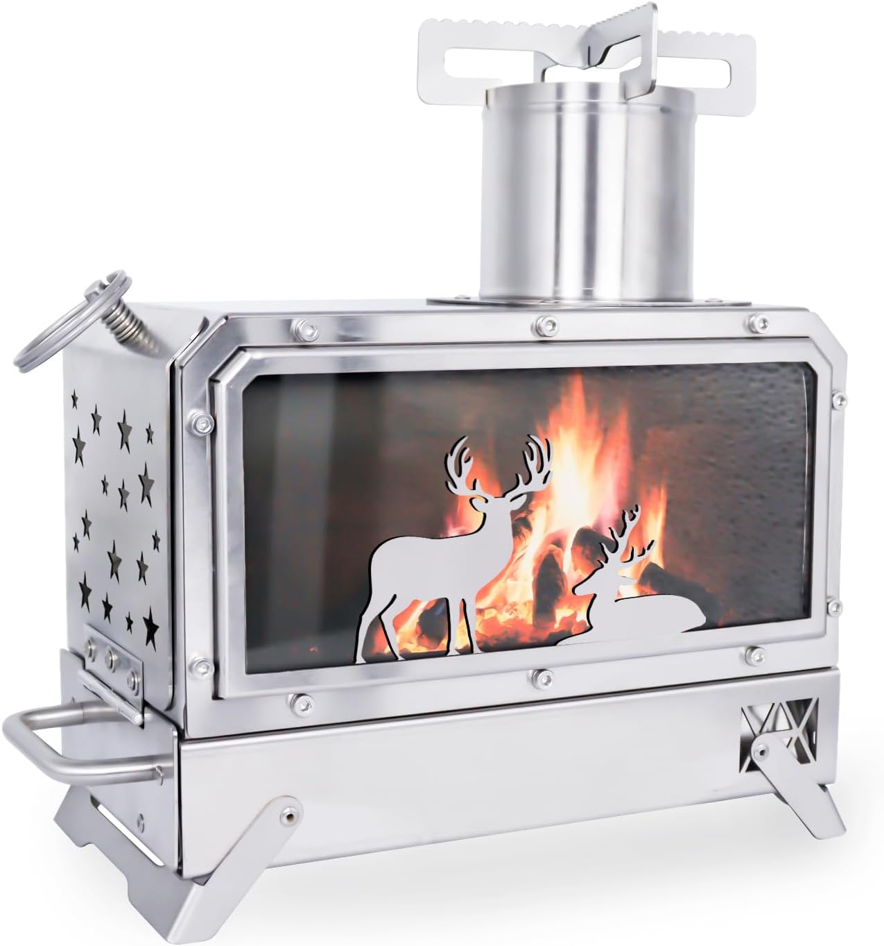 Portable Wood Burning Camping Stove, Stainless Steel Construction, Wood Burning, Ideal for Camping, Fishing, Traveling