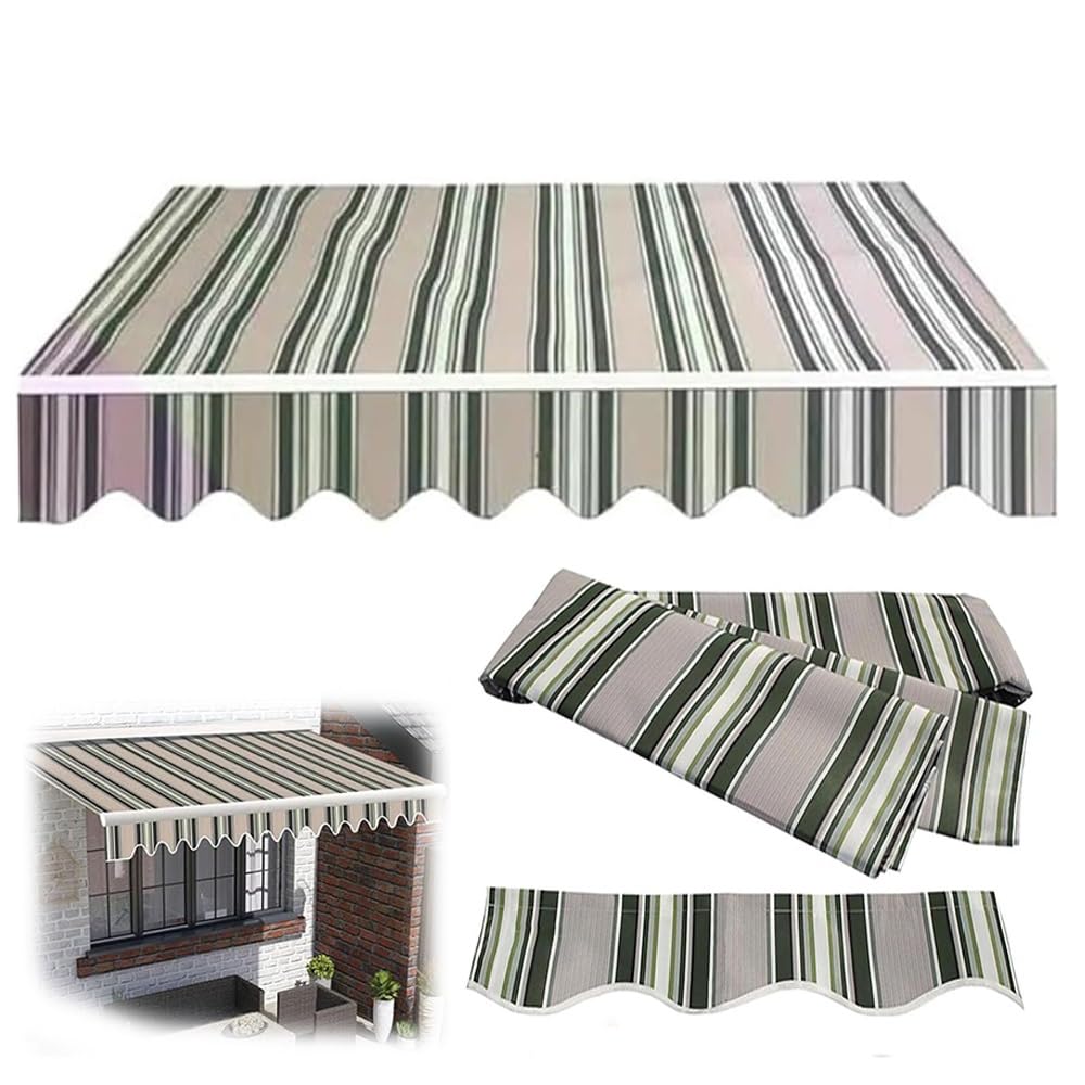 Parasole manuale retrattile di ricambio in tessuto cachi 180 x 150 cm, copertura in poliestere per ombrellone da esterno 300 x 250 cm e 365 x 200 cm
