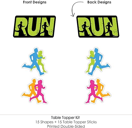 Miniatura 5 de Big Dot of Happiness Set the Pace - Juego de 15 palos de centro de mesa para correr, para atletismo, campo traviesa o maratón