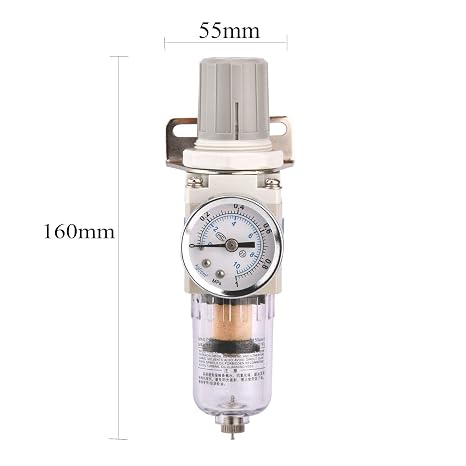 1/4 NPT Air Filter Regulator Water Separator, Compressed Air Pressure Reducer for Compressor System