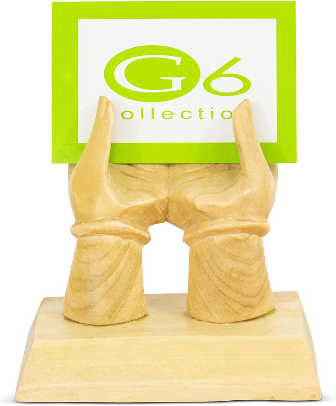 G6 Collection Wooden Handmade Business Card Stands Holder Wood Hand Carved Decor Accent Decoration Gift Bar Art Handcrafted Decorative Artwork (Beige)