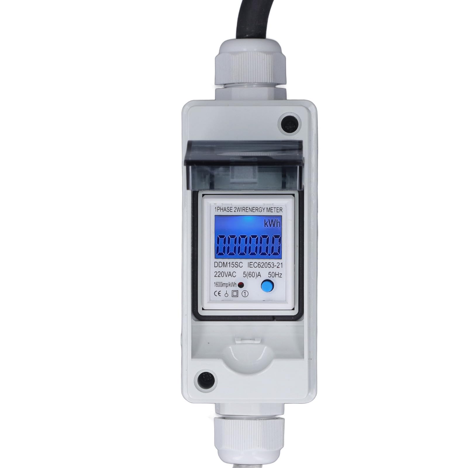 Sonew Licznik Energii 220-250 V AC, Męski na żeński, 3-pinowy Przedłużacz 16 A z Zasilaniem LCD