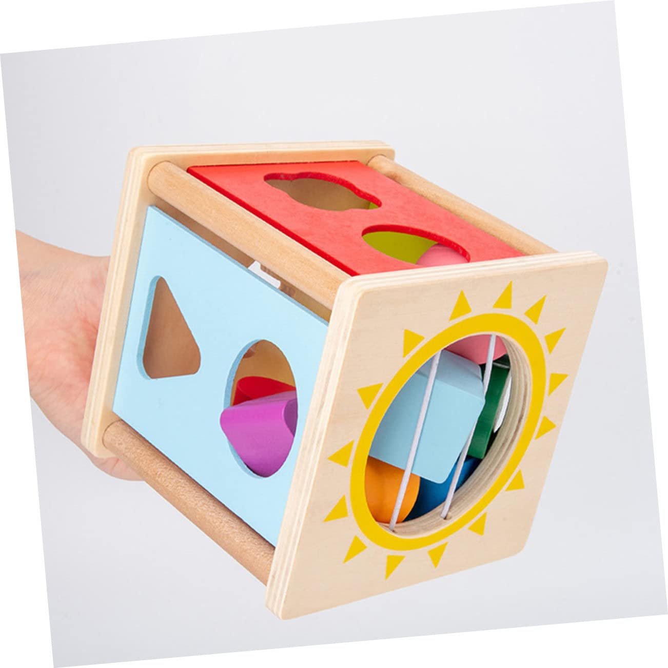 TOYANDONA Juguete de Bloques de Construcción Geométrica Caja de Inteligencia Forma de Sol y Estrella Juguete Geométrico para Preescolares de Bloques de Construcción para Educación Temprana
