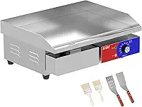 Chapa de bancada elétrica comercial de 55 cm x 35 cm, chapa plana de 110 V com temperatura ajustável de 50 a 300 °C e antiaderente, chapa elétrica de aço inoxidável 3000W com aço carbono de