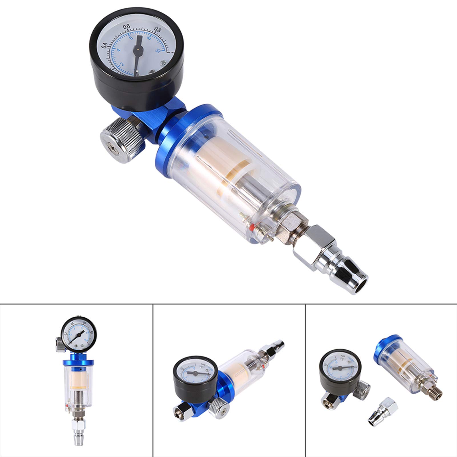 Yosoo Regulator ciśnienia powietrza, pneumatyczny pistolet natryskowy, wskaźnik regulatora przepływu powietrza, separator , regulator ciśnienia powietrza