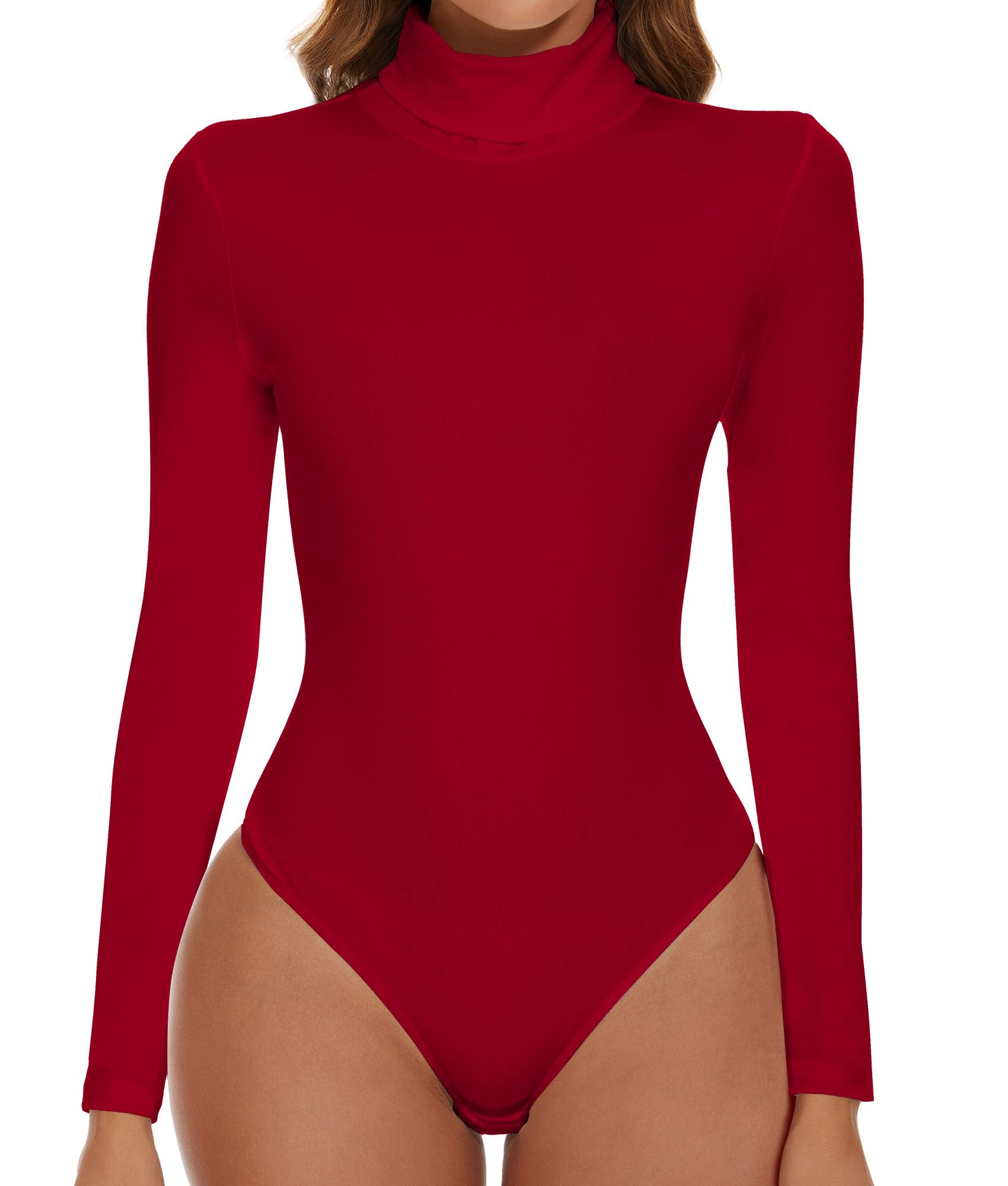 SHAPERIN Body Mujer Cuello Alto Manga Larga Bodysuit Long Sleeve Turtle Neck Casual Jumpsuit Tops Elegante