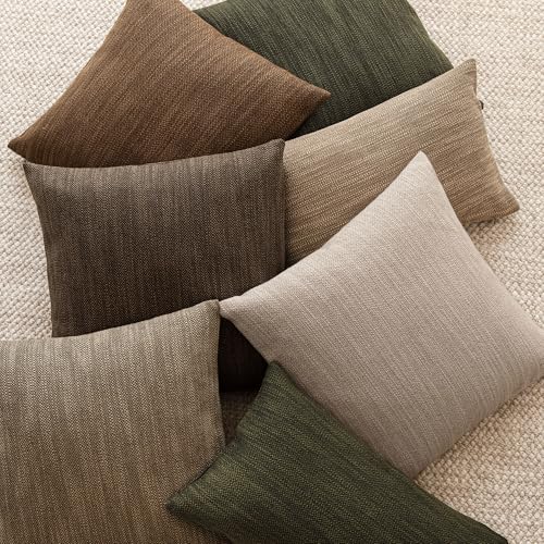 Image of Foindtower Set of 2 Decorative Textured Burlap Linen Throw Pillow Covers Farmhouse Boho Cushion Cover Solid Accent Pillowcase for Couch Sofa Bed Living Room Home Decor, 22x22 Inch,Dark Green