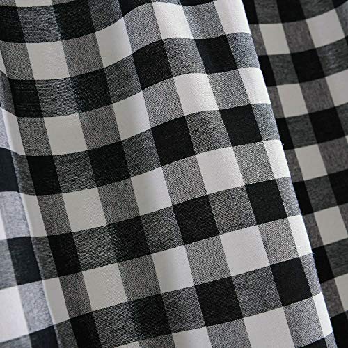Image of Sweet Home Collection Buffalo Check Gingham Kitchen Window Curtains Valance Set, 24 inch Tier, Black /White