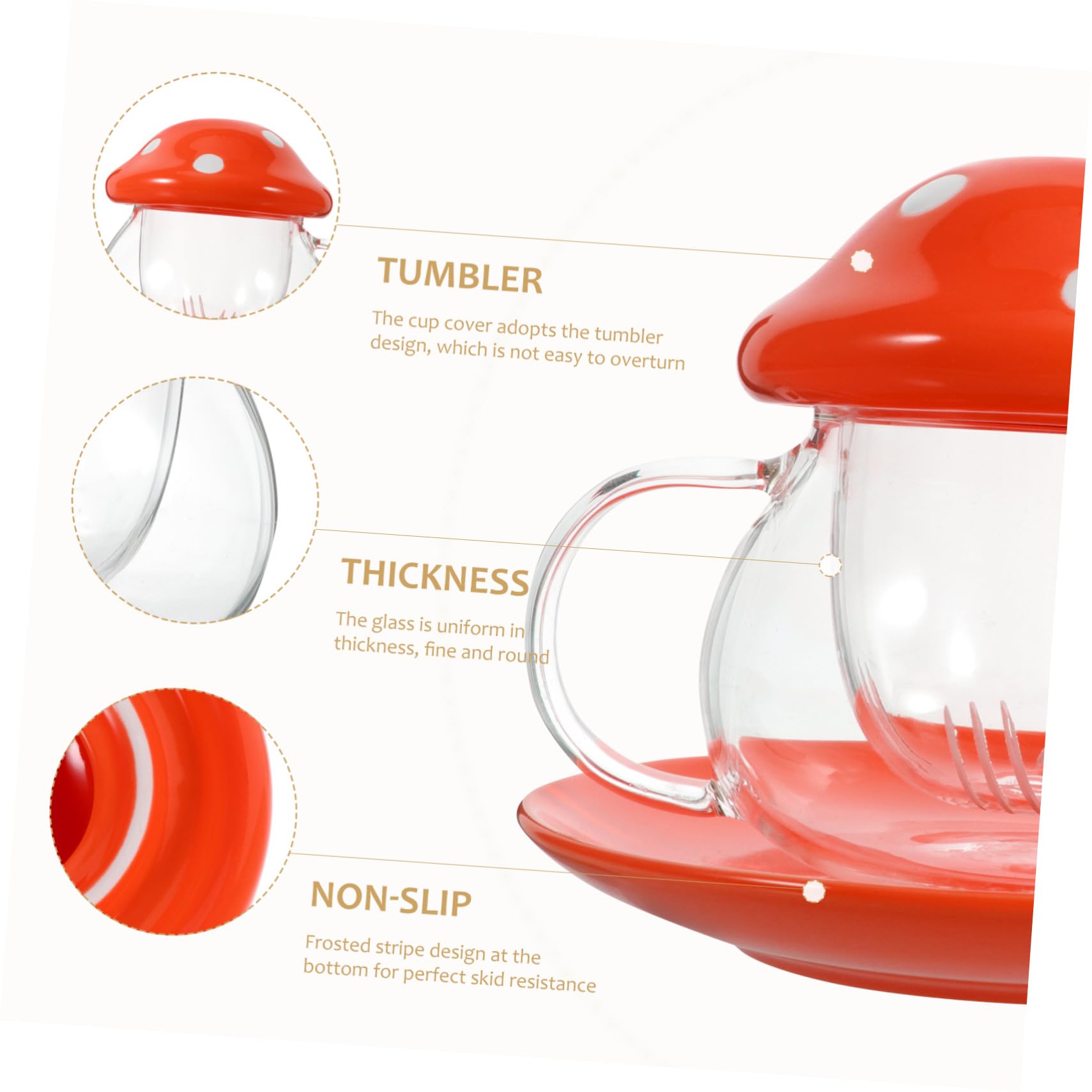 TEHAUX Taza para Té Infusor de Cerámica y Vidrio Forma de Hongo, Asa Ergonómica, Adecuado Hogar y Disfrutar Infusiones Delicadas