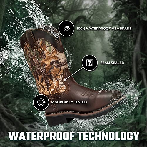 Image of Golden Fox 11 inch Waterproof Square Toe Composite Toe Pull-On Western Work Boot Lightweight Outsole Industrial