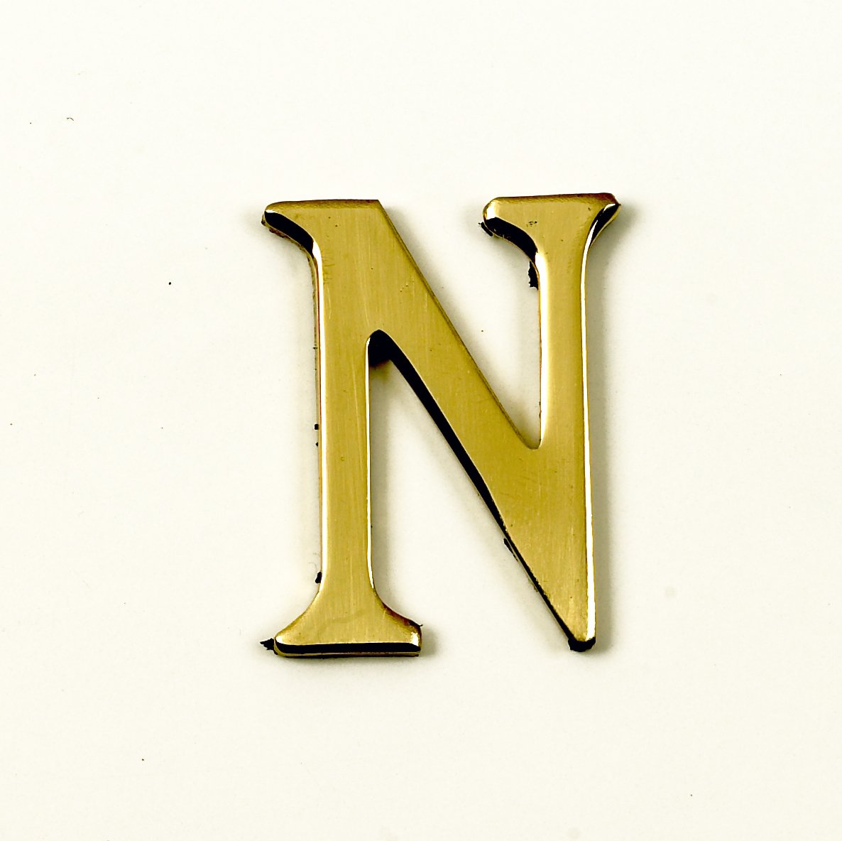 Black Country Metal Works 1.5-2 Inch Self Adhesive Numbers & Letters Polished Brass (Solid Brass) (N)