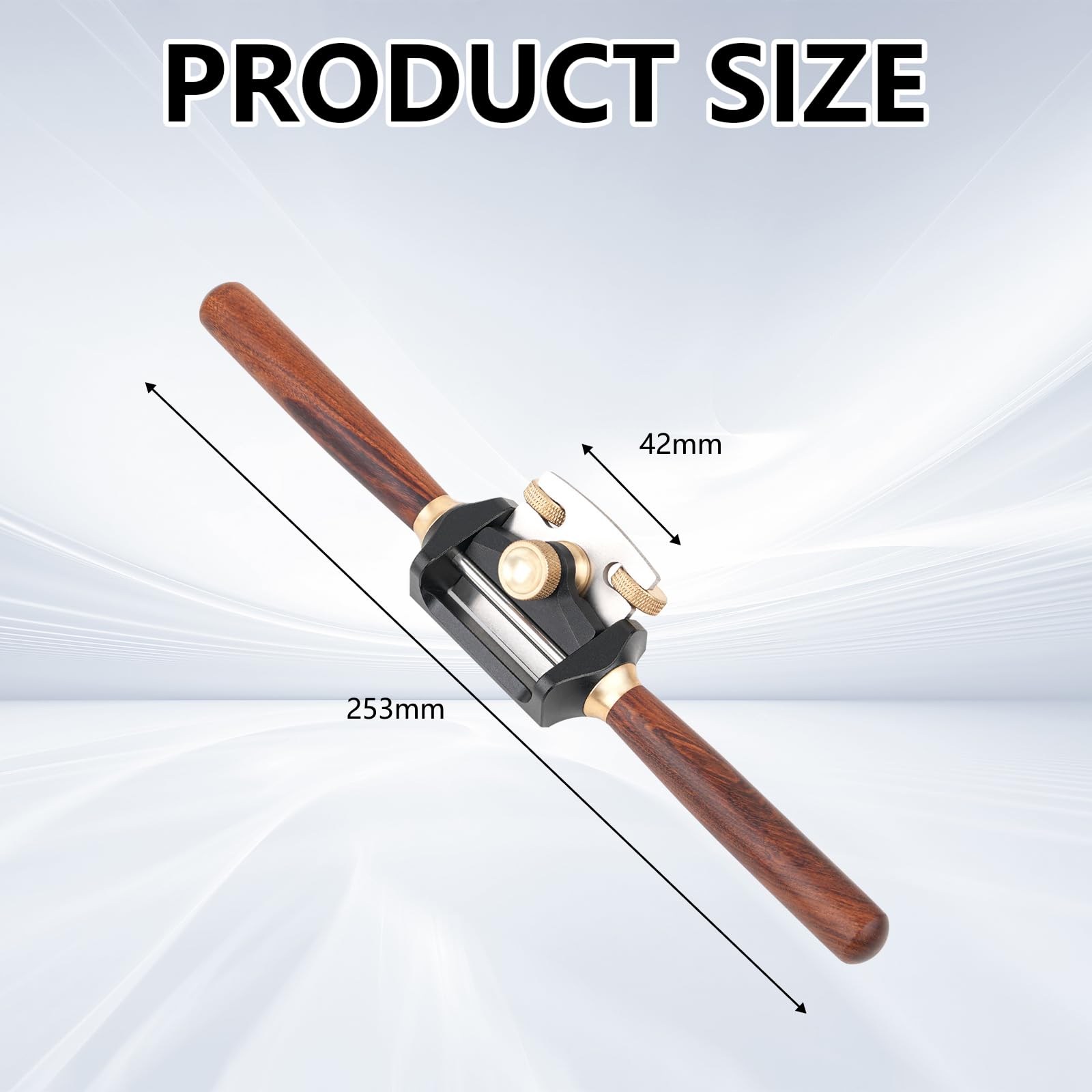 Pialla a Mano, Pialla da Taglio per Legno Strumento Manuale per Rifinitura Regolabile 210 mm Lmpugnatura in Palissandro Larghezza lama 42 mm Acciaio Inossidabile 440C