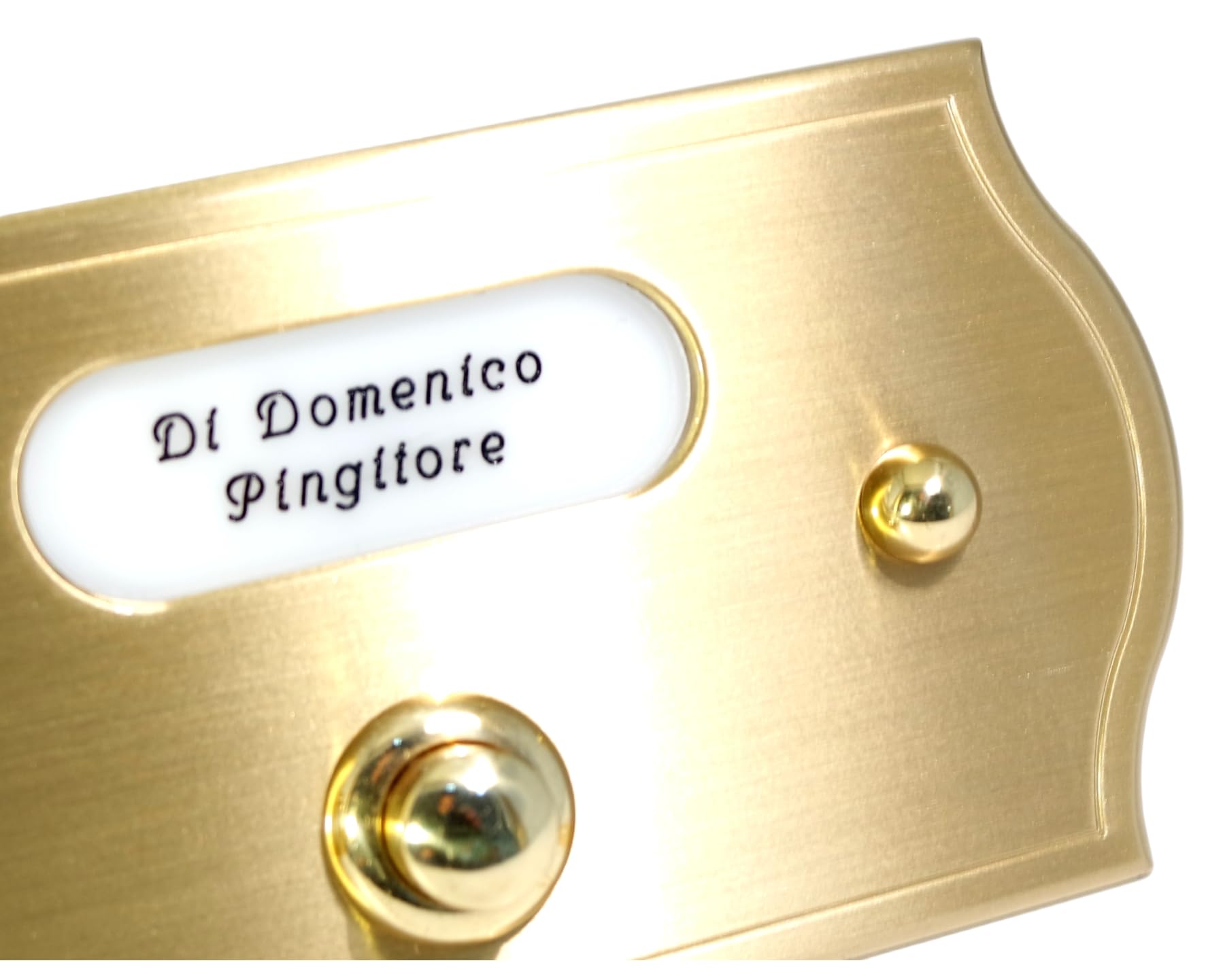 Neroni Mameli Campanello in Ottone Satinato per Esterno abitazione - Porta Ingresso Casa, con Pulsante Elettrico - Modello Aurelio - Made in Italy