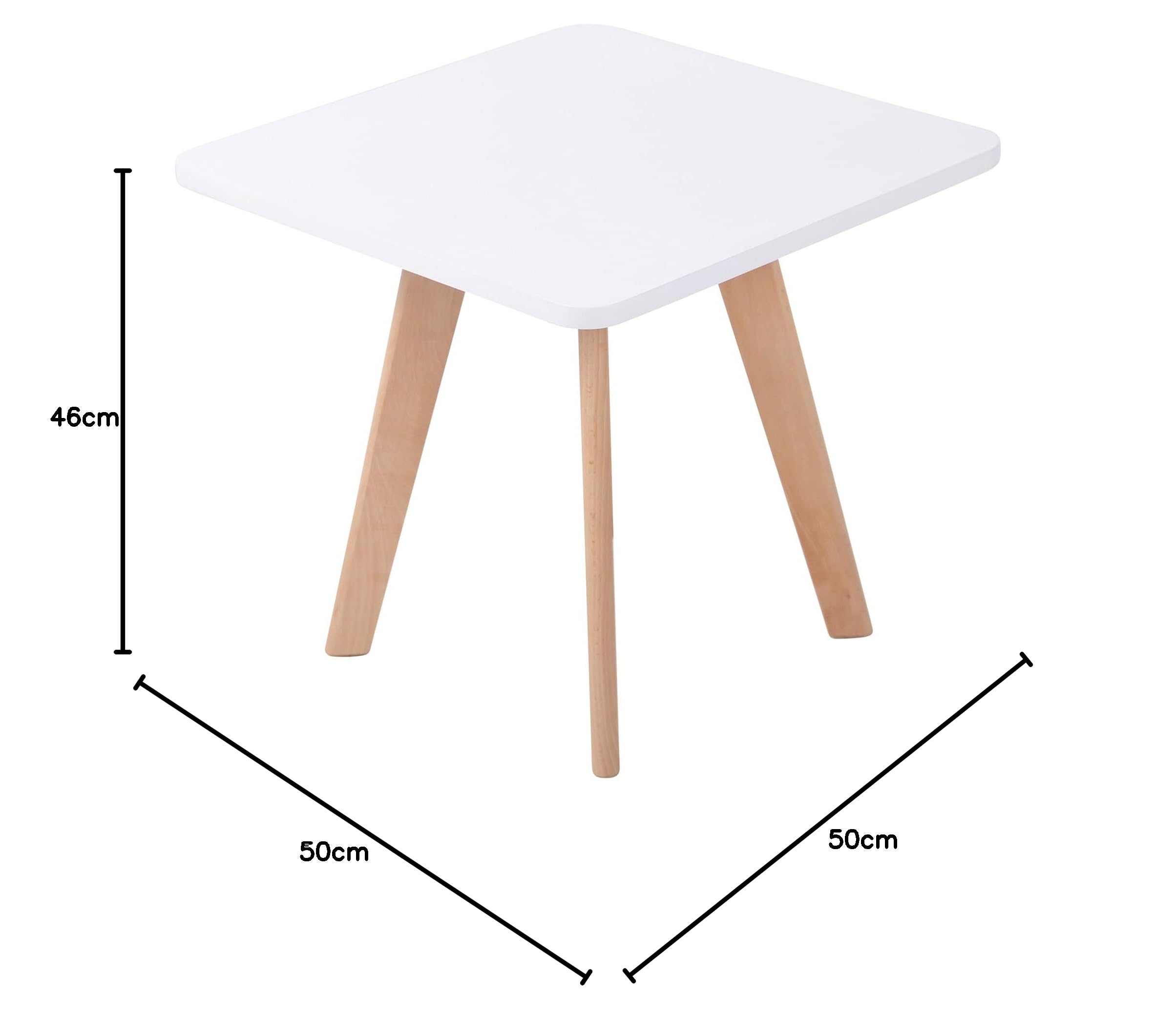 CLP Tavolino Quadrato Almeria Look Scandinavo I Gambe in Legno di Faggio I Tavolo da Divano, Colore:Bianco, Colore del Telaio:Natura (Quadrato)