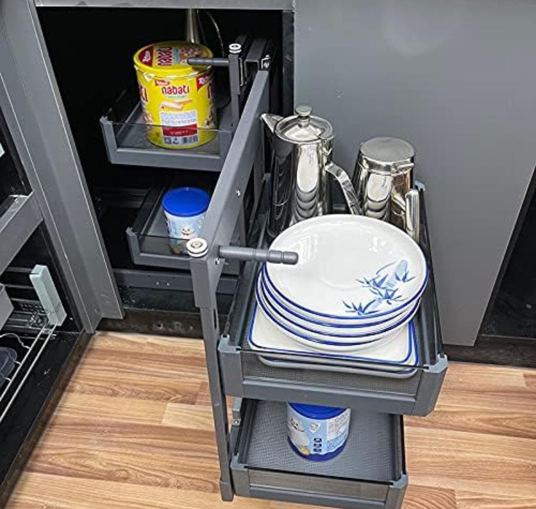 Magic Corner Shelf - 4 Glass Baskets -2