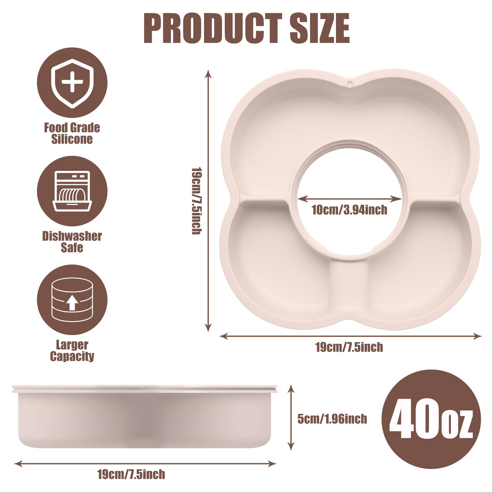 Zonyee Snack Bowl with Lid for Stanley 40oz Tumbler with Handle, Silicone Reusable Snack Tray Snack Ring for Stanley Cup Accessories,: Rose Quartz