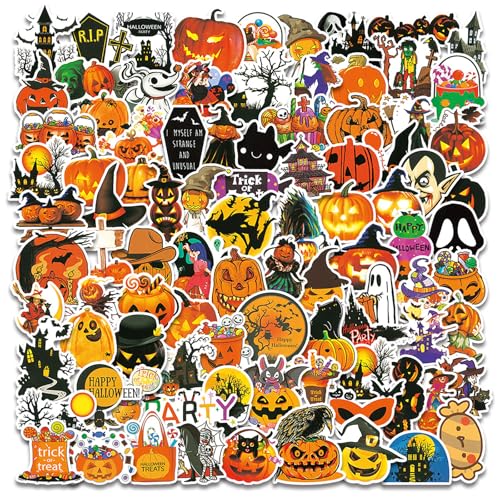 100枚ハロウィン シールセットおしゃれ ハロウィンかぼちゃ おばけ 幽霊 黒猫 魔女ステッカー 防水かわいい ハロウィン シール 子供ハロウィンのテーマ飾りDIY 自転車ノート パソコンスノボ スケートボード 荷物 スーツケース ギター 水筒 スマホケース カーバイク ヘルメットステッカー（Amazon）