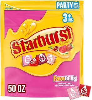STARBURST Fruit Chews Candy - FaveREDS STARBURST Candy Bulk Individually Wrapped, Party Size Bag, 50 oz, Pack of 1