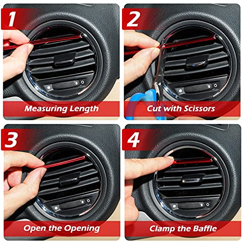 Image of 20 Pieces Car Air Conditioner Vent Outlet Decoration Strips Universal Waterproof Bendable Interior Accessories For Straight Vent Outlet (Red)
