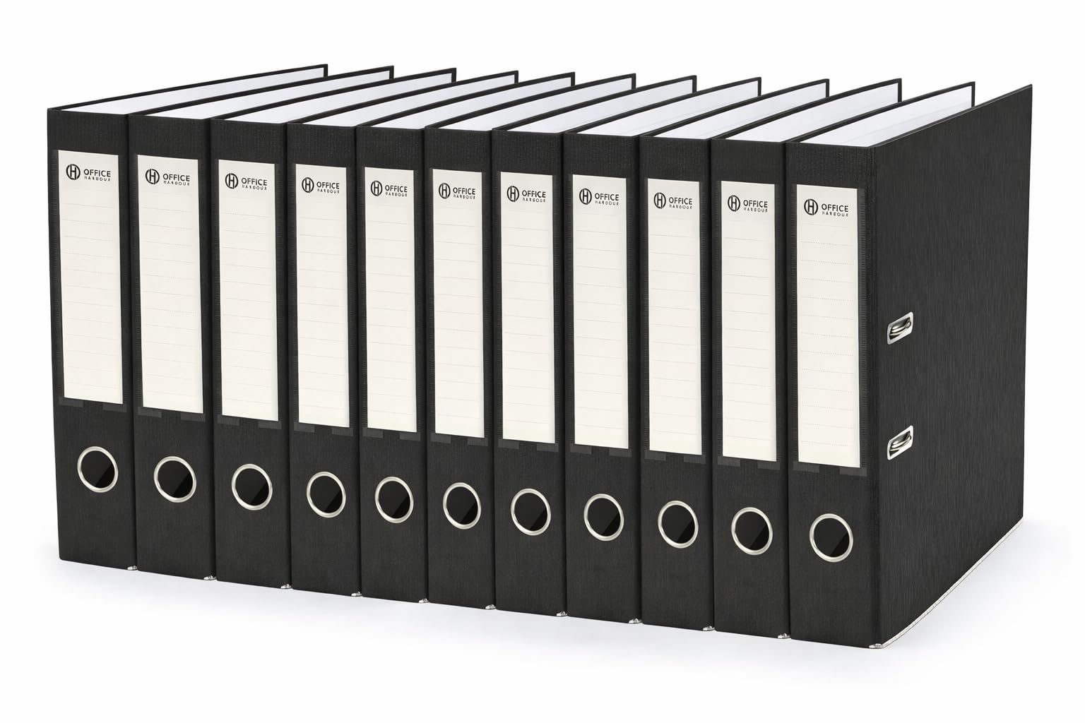 A4 Lever Arch Files Pack of 10 70mm Spine Premium Matt Black A4 Files Strong Reinforced Edges Wipe Clean Stain Resistant Ring Pull & Spine Label Heavy Duty Document Folder