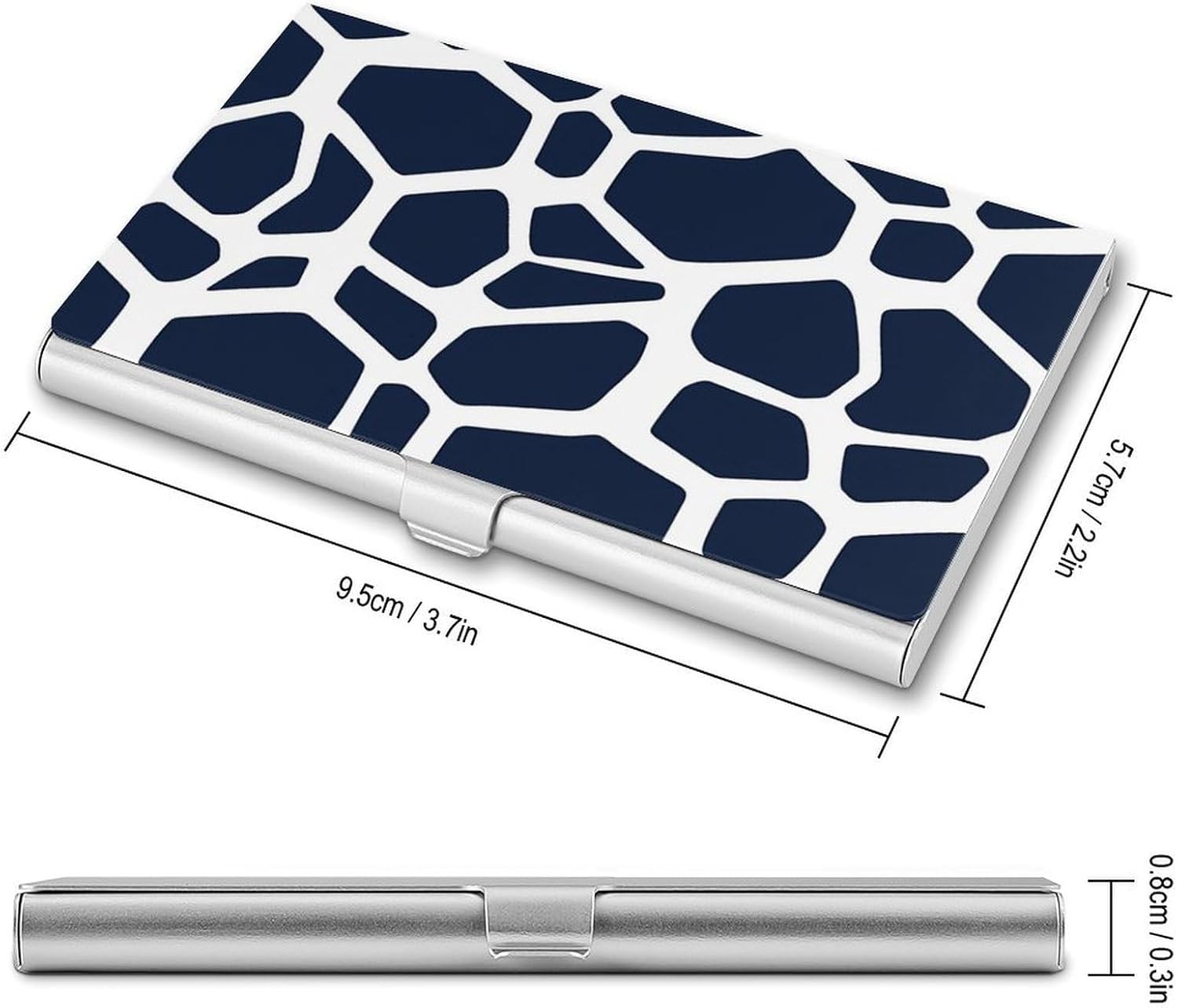 Blue Giraffe Texture Pattern Slim Business Card Case for Men Women Pocket Metal Name Card Holder