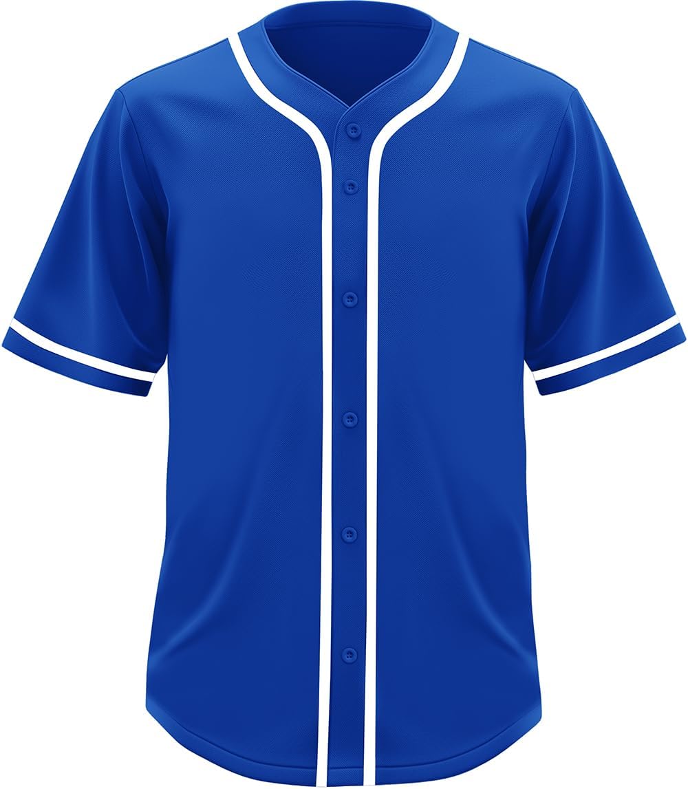 ilz Blue Blank Baseball Jersey for Men Casual Button-Down Short Sleeve Athletic Team Uniform(Large Size) ilz Blue Blank Baseball Jersey for Men Casual Button-Down Short Sleeve Athletic Team Uniform(Large Size)