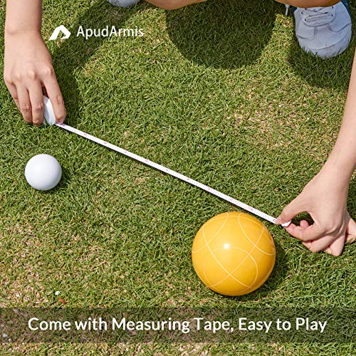 ApudArmis Bocce Balls Set, Regulation Size 100mm Bocce Game for Outdoor/Backyard/Lawn/Beach with 8 PCS 100% Resin Balls / 1 Pallino/Nylon Carrying Case/Measuring Rope (Red,Blue,Green,Yellow) - Thumbnail 4