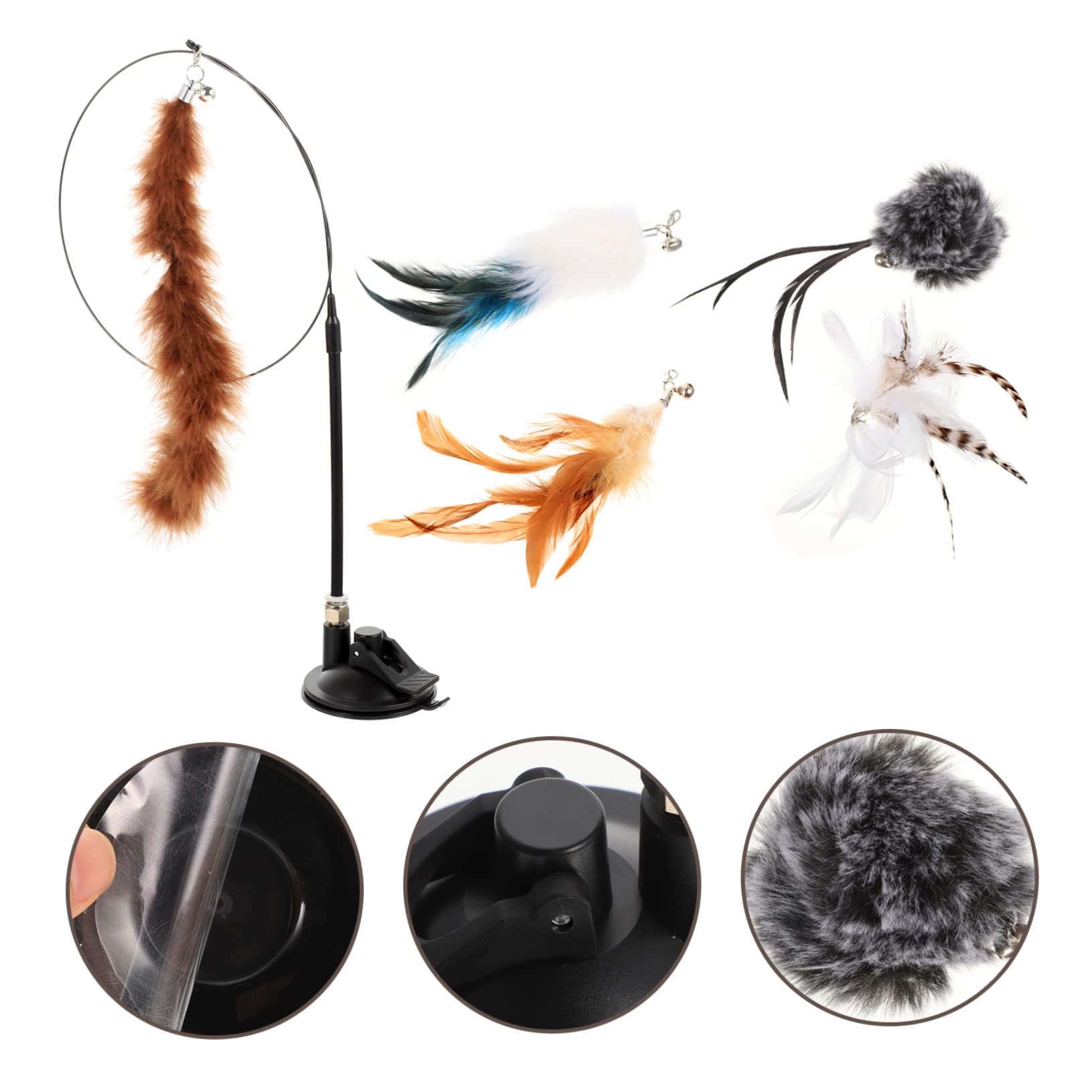 Happyyami STK Katzensauger Katzenteaser Lustige Teaser Plüsch-Teaser Interaktives Katzenspielzeug Mit Zauberstab Glockenteaser Lange Teaser Lustiger Stock Kunststoff Selbst Spielen