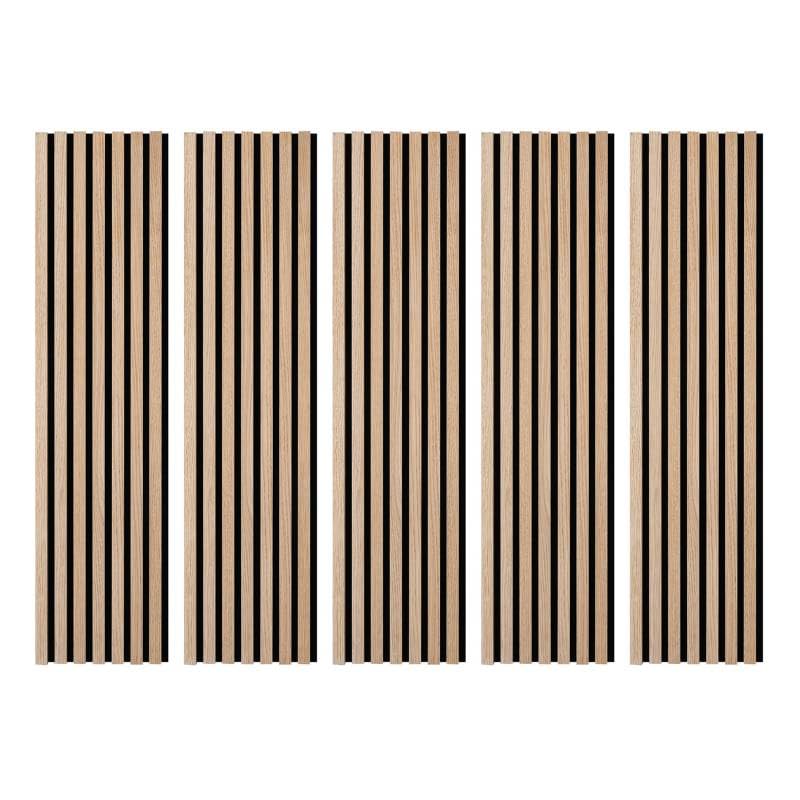 Lote de 5 revestimientos de pared listones de madera, 120 x 30 x 1 cm, – Pack de cabecero 90 – láminas de roble claro auténtico fondo negro 1,80 m²