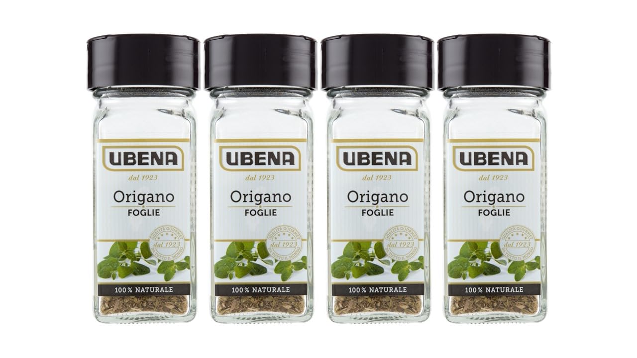 UBENA, Origano in Foglie, Ideale per insaporire Sughi, Marinature, Bruschette e Focacce, Formato Vasetto da 4 x 8 gr