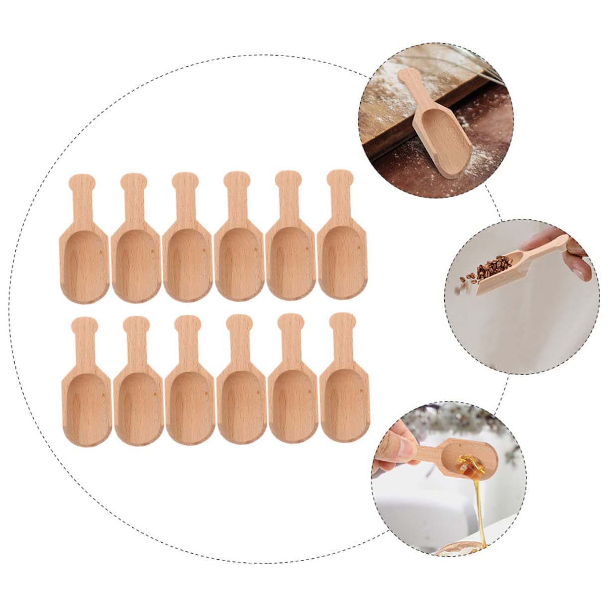 Amosfun 48 Pz Piccolo cucchiaio di legno di faggio palettine caffe palette per caffe Cucchiai da caffetteria cooker Cucchiai da casa mini per scodelle da bucato palline di sale pale da tè