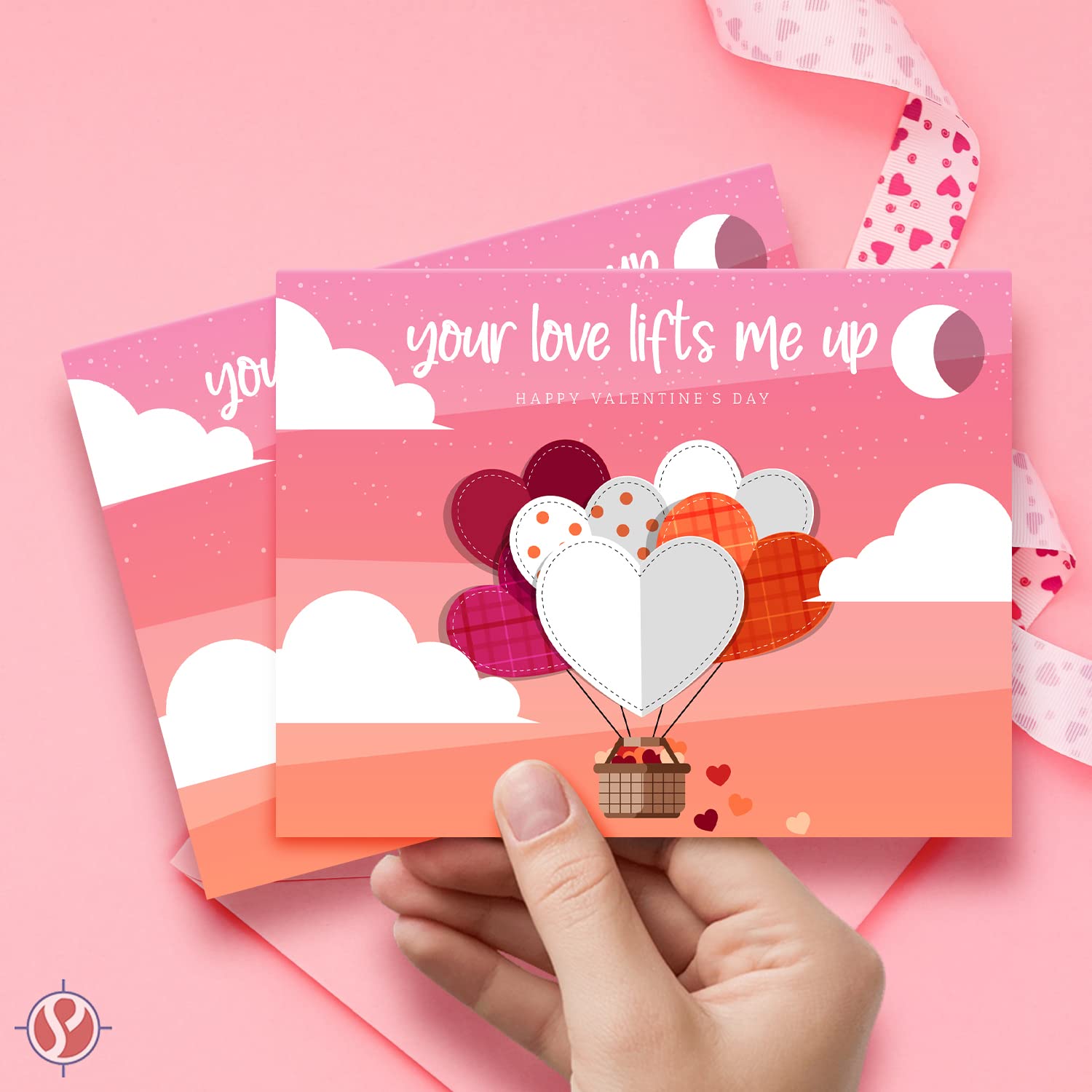 10 Valentinstags-Karten Mit Umschlägen – 10,8 X 14 Cm, Romantisches Herz-Design