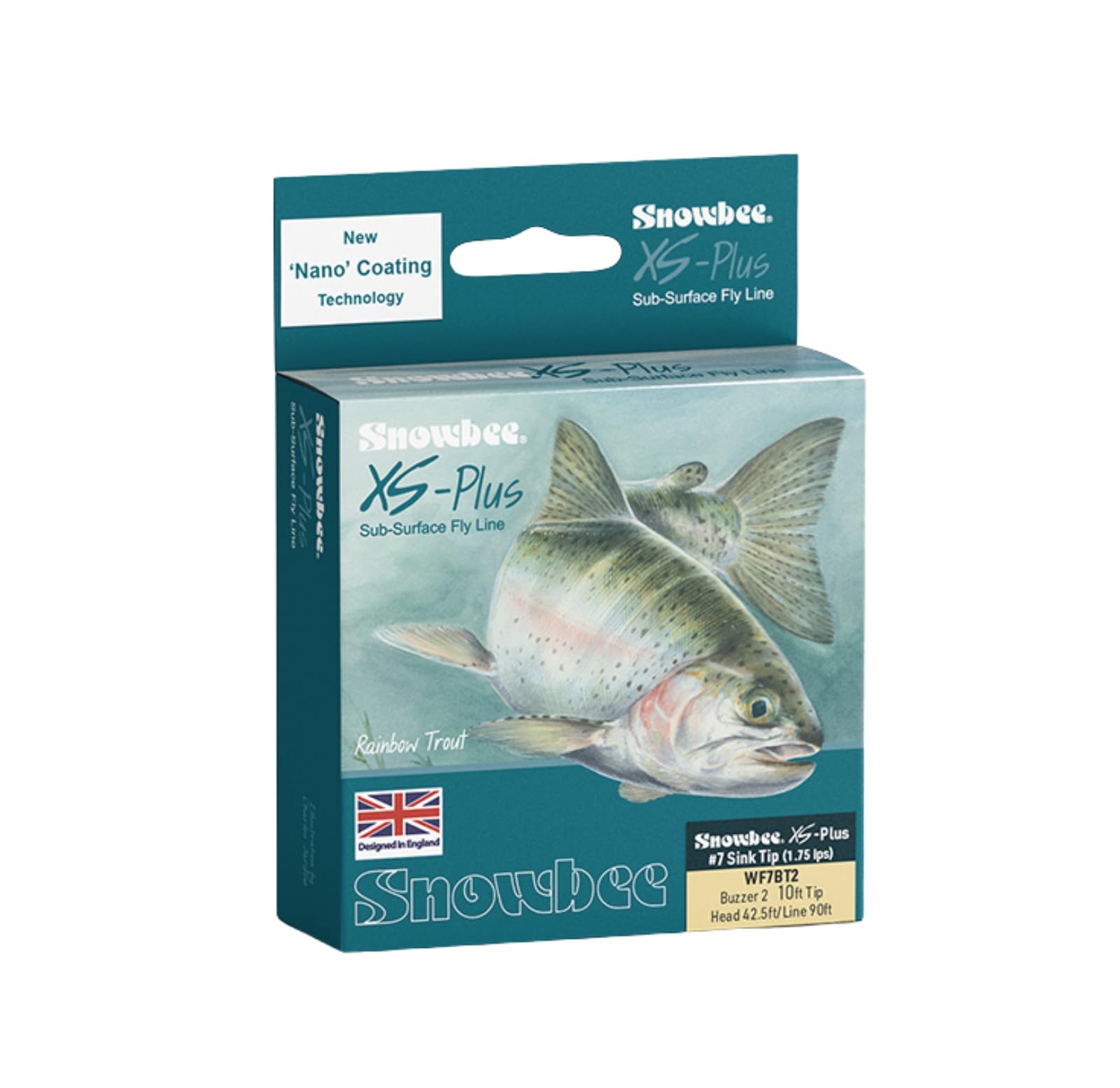 Snowbee XS‑Plus Buzzer 2 Sink‑Tip Fly Line, Light Blue and Ivory, 10′ Tip @ 1.7 ips, Floating Running Line, WF5–WF8, for Serious Trout Fishing in Deeper Water (WF8)