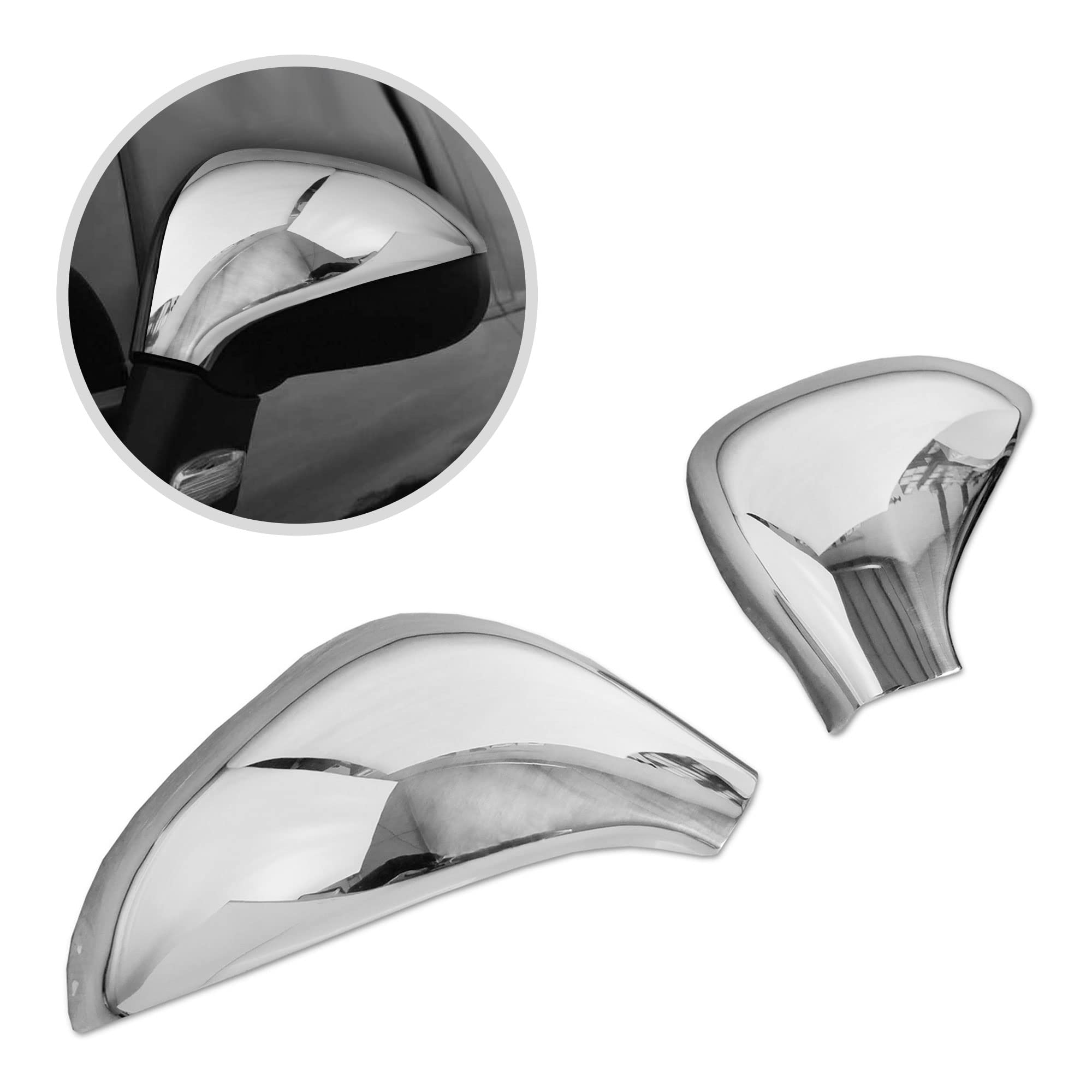 CHROMEMASTER | Nakładki na Lusterka Zewnętrzne | Kompatybilne z Peugeot 207 I Kombi 2006-2012 | Stal nierdzewna; Osłony Lusterek to Niepowtarzalny Wygląd Auta i Ochrona Przed Uszkodzeniem