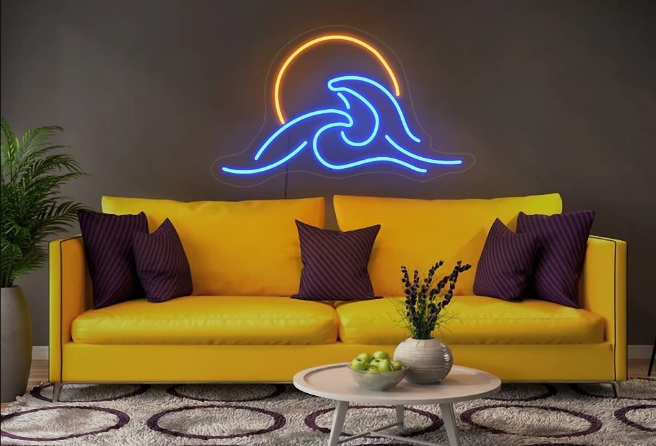 Image of LED Decorative Lights USB Mountains Sunrise Sunset Led Neon Signs Home Decoration Wall Art Holiday Gift Brightness Adjustable 15.7''x15''