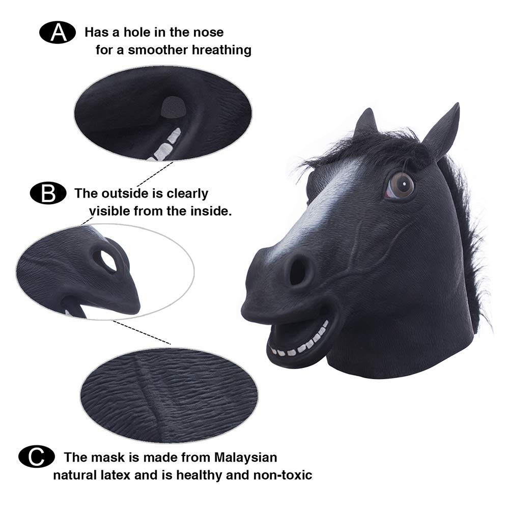 Buy Deluxe Horse Mask Latex Halloween Costume Animal Cosplay Full Head