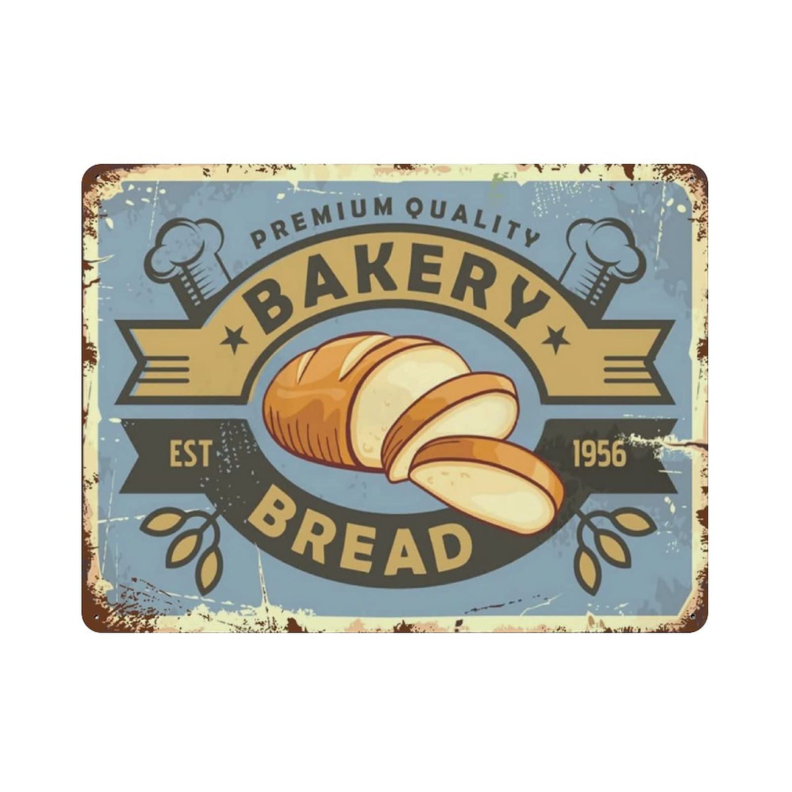 Metal Tin Sign Bread Bakery Vintage Tin Poster Metal Sign Wall Decoration Country Kitchen Home Garage Decor 12"x16"