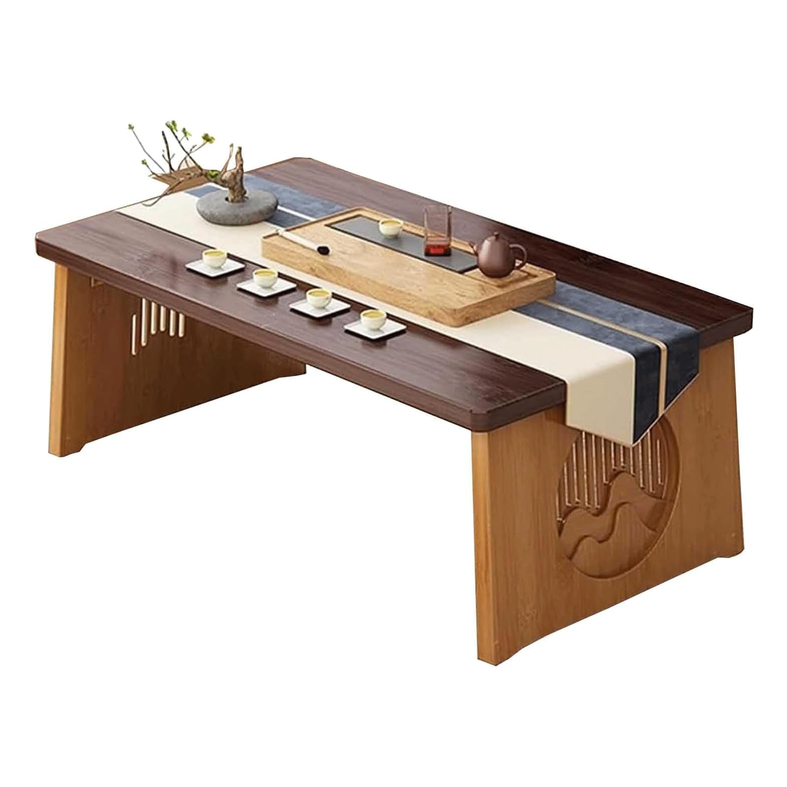 Table basse bois massif rectangulaire table de méditation pliable 60-70-80cm
