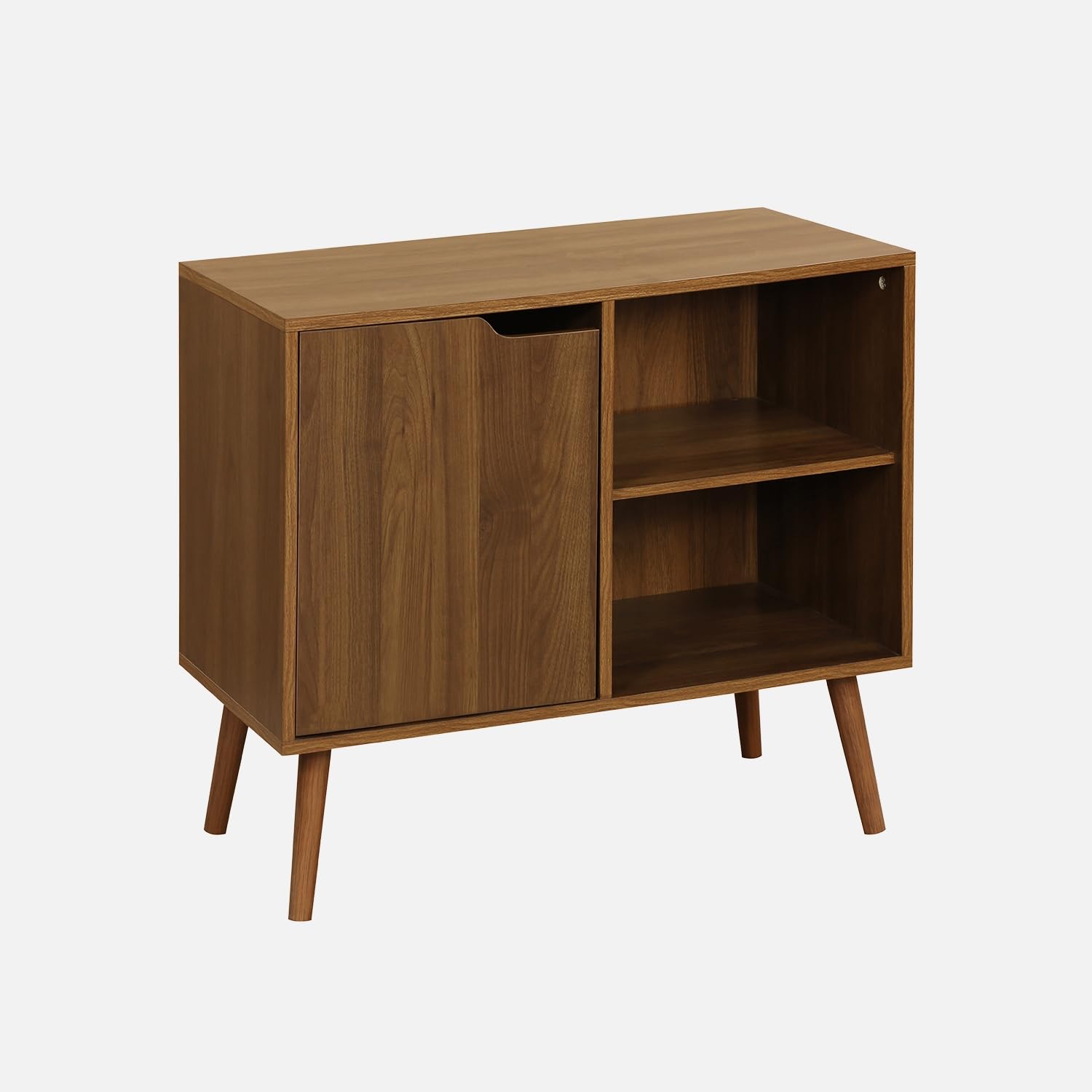 Alice's Garden sweeek - Buffet de Rangement Effet Bois de Noyer 1 Porte. 2 étagères. Buffet Bas. 80cm