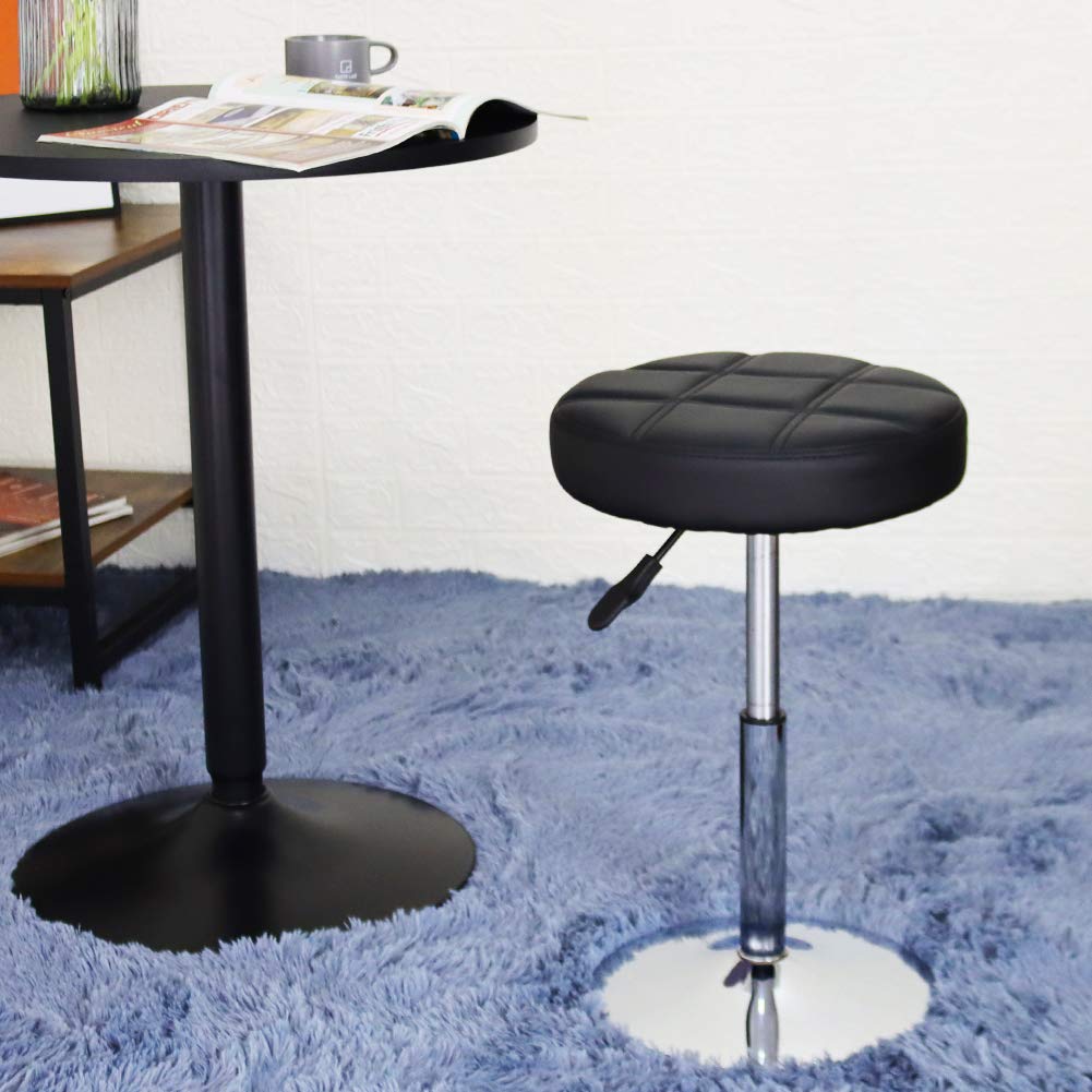 FURWOO Ronde PU lederen salonmassagestoel Verstelbare draaikruk Werkstoel Werkkruk Kapper Schoonheidssalon Nagelschoonheidsstoel Lage barkruk Geruit kussen Klein (roze FURWOO Ronde PU lederen salonmassagestoel Verstelbare draaikruk Werkstoel Werkkruk Kapper Schoonheidssalon Nagelschoonheidsstoel Lage barkruk Geruit kussen Klein (roze