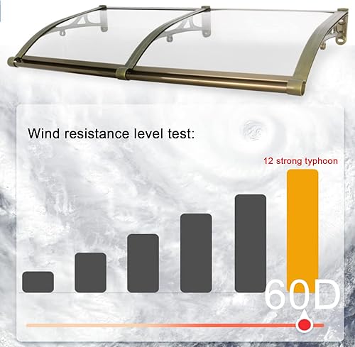 Miniatura 6 de Toldo curvo para puerta de ventana con fregadero de aleación de aluminio, toldo de ventana de porche anti-UV, cubierta de policarbonato transparente