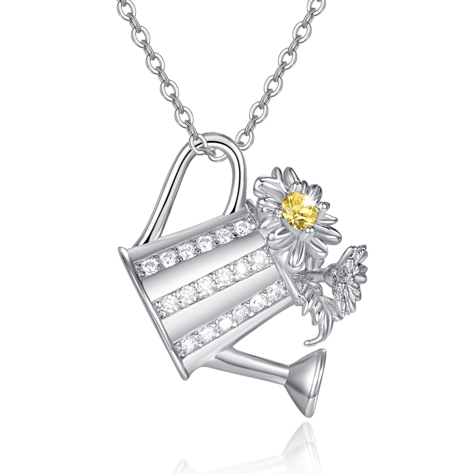 TANGPOET Daisy, collana da donna in argento sterling 925, annaffiatoio ciondolo, regalo di compleanno per il vostro fiorista, Argento sterling