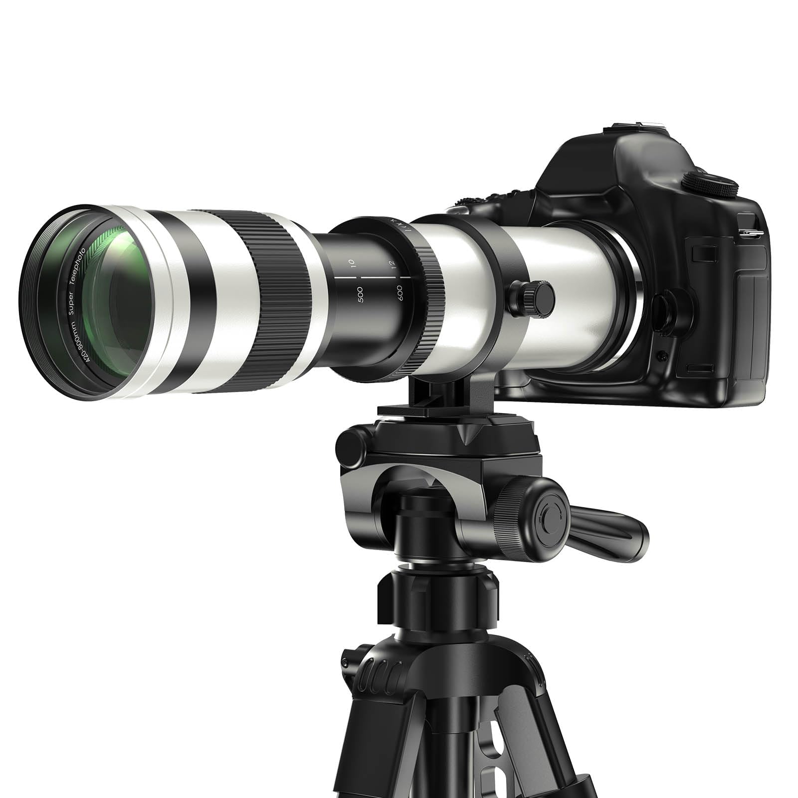 Super teleobiettivo 420 – 800 mm f/8.3 per Canon EF/EF-S – Obiettivo zoom manuale full frame per EOS 5D, 90D, 80D, 7D e serie Rebel Bianco