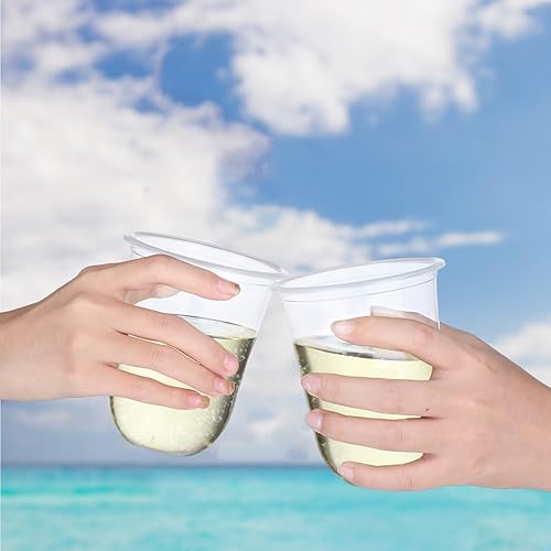 Miniatura 4 de Ziliny 100 copas de vino de plástico sin tallo, desechables, de plástico transparente, para fiestas, bodas, cumpleaños, cócteles (16 onzas)