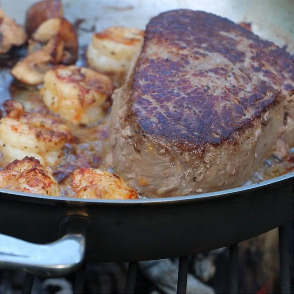 Little Griddle ANYWARE Lifetime Guaranteed 7-Ply USA Crafted Outdoor Indoor Fry Pan with Induction Ready Stainless Steel Cooking Surface, 5-Layer Aluminum Core and Two Helper Handles